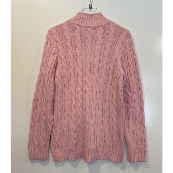 NWT Denim & Co. QVC Pink Full Zip Cable Knit Cardigan‎ Sweater Womens Large - Picture 3 of 6